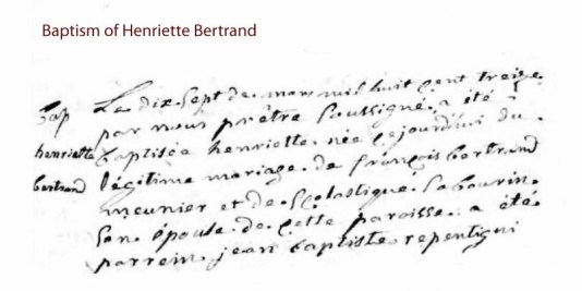 Baptism Henriette Bertrand
