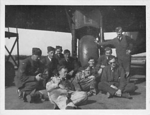 Ground crew. Edward McHugh, wearing overalls, is in the front.