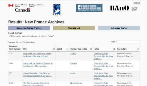 new france archives results fur