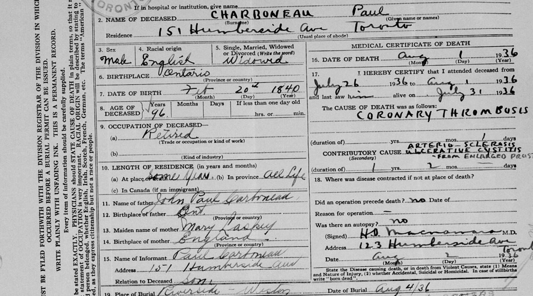 Death Record Paul Charboneau